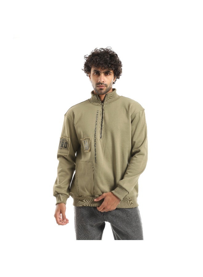 Caesar Men's oversized hoodie with half collar and chest zipper - Image 1