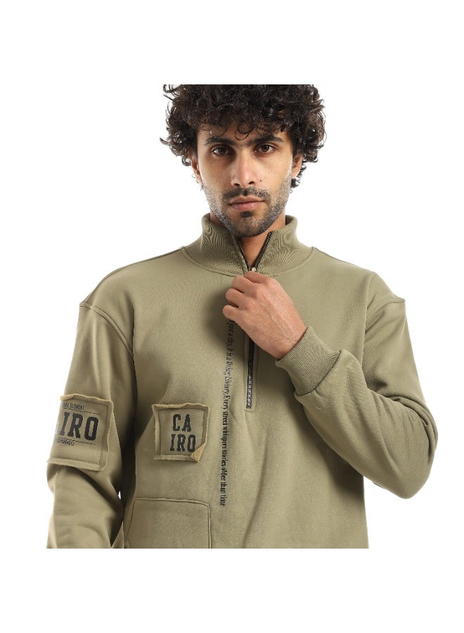 Caesar Men's oversized hoodie with half collar and chest zipper - Image 4