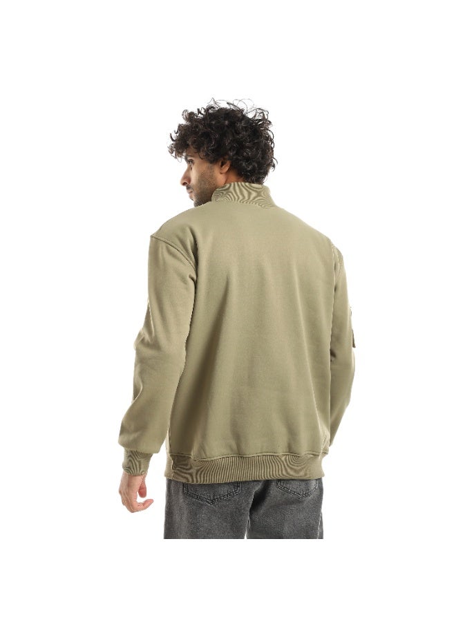 Caesar Men's oversized hoodie with half collar and chest zipper - Image 2