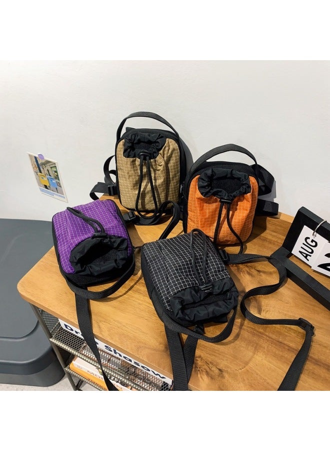 2025 Japanese Fashion Brand Plaid Small Satchel Mi Pure Mobile Phone Bag Mini Boys Crossbody Bag Coin Purse Small Bag-Color:Purple  - Image 5