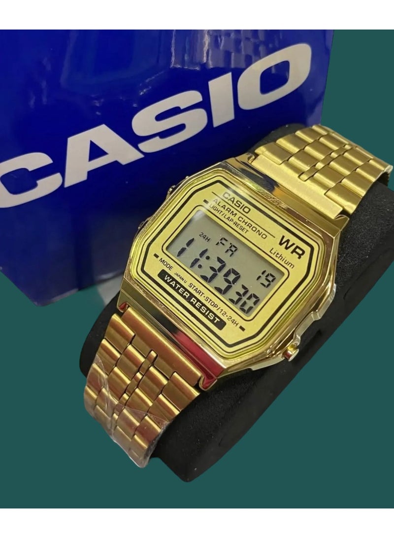CASIO RETRO Collection GOLD Unisex Adults Watch A159W, GOLD , Bracelet MODEL MEN & Women Watch Steel Belt - Image 4