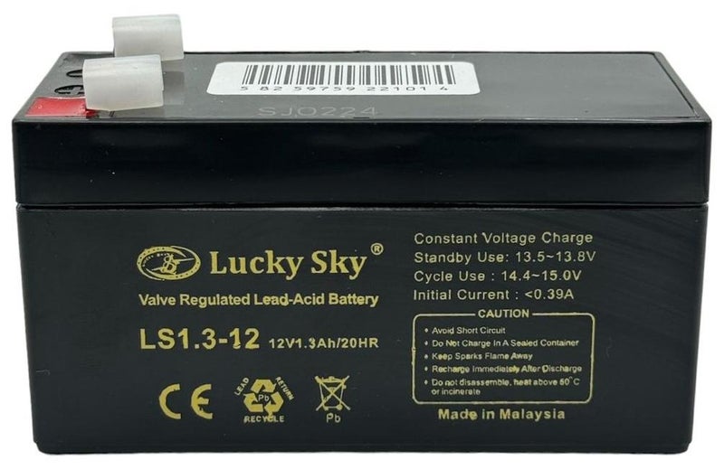 Lucky Sky 12V 1.3Ah High-Performance Rechargeable Sealed Lead Acid Battery is a reliable and long-lasting power source for a wide range of applications. - Image 1