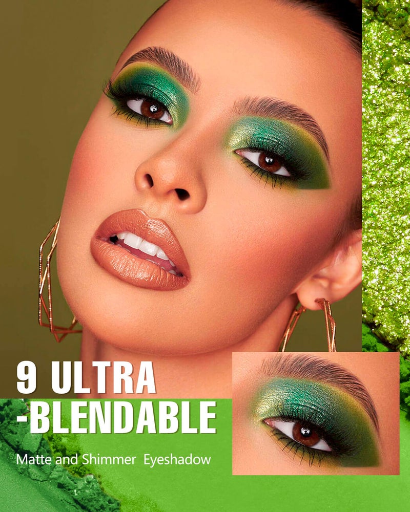 MAKI YIKA Green Eyeshadow Palette Green Eye Shadow for Women Long Lasting Makeup Pigmented & Ultra Blendable Matte Eyeshadows, 9Green - Image 2