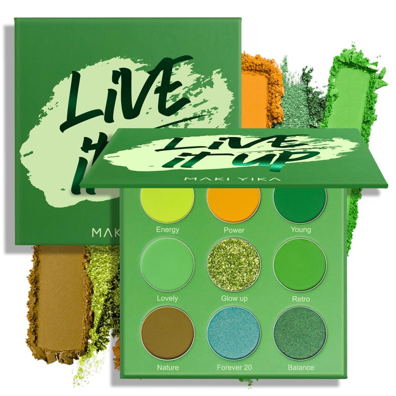 MAKI YIKA Green Eyeshadow Palette Green Eye Shadow for Women Long Lasting Makeup Pigmented & Ultra Blendable Matte Eyeshadows, 9Green - Image 1