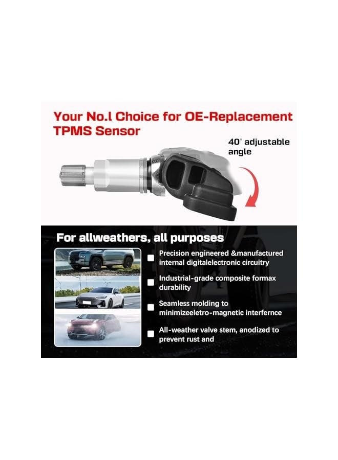 Topleo 433MHz TPMS Sensor Set of 4, Compatible with Mercedes-Benz A B C CL CLA CLK Class 2007-2016, Tire Pressure Monitoring System Replacement for A0009051804 A0009050030 - Image 3