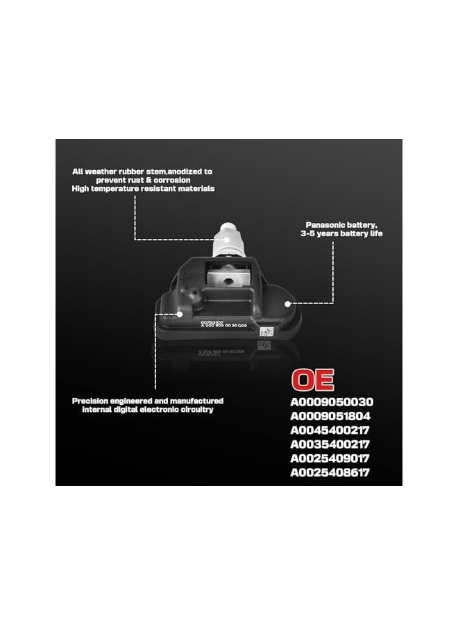Topleo 433MHz TPMS Sensor Set of 4, Compatible with Mercedes-Benz A B C CL CLA CLK Class 2007-2016, Tire Pressure Monitoring System Replacement for A0009051804 A0009050030 - Image 2