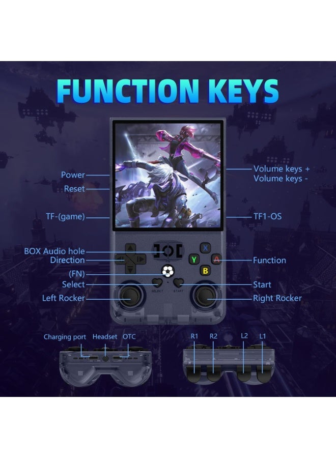 MUNTAQI وحدة ألعاب محمولة مع وحدة تحكم – شاشة HD 4.0" 720x720، معالج رباعي النواة A7 64 بت بسرعة 1.5GHz، 28 محاكي مدمج، يدعم بطاقة TF تصل إلى 128GB، شاحن سريع 5V 2A، جهاز ألعاب فيديو محمول - Image 2