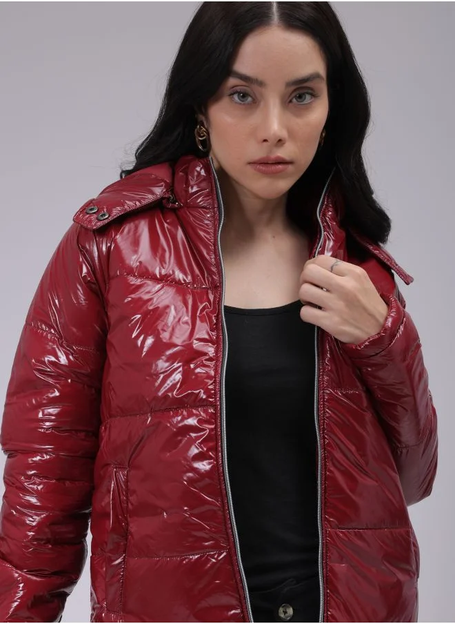 Freehand Women Slim Fit Solid Puffer Jacket