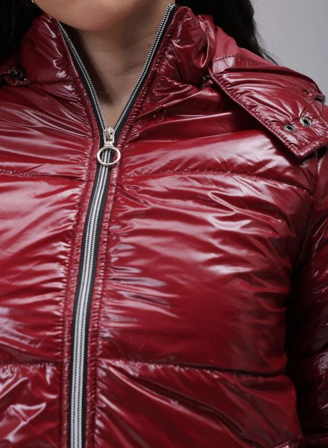 مرفوعة Women Slim Fit Solid Puffer Jacket
