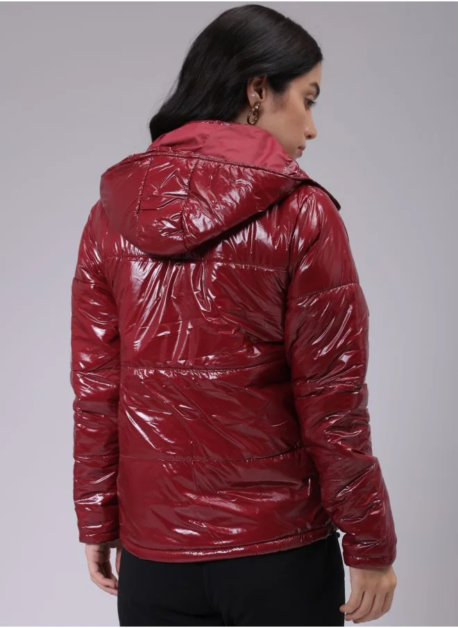 Freehand Women Slim Fit Solid Puffer Jacket