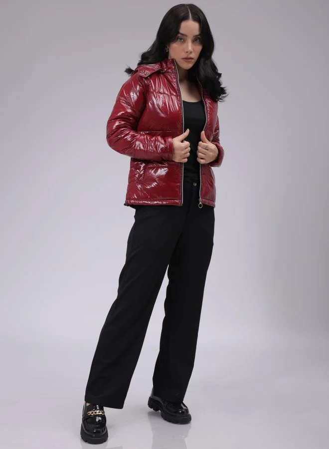 مرفوعة Women Slim Fit Solid Puffer Jacket