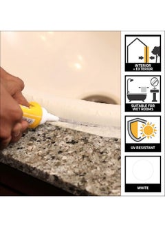 SIKA SIKA - Silicone sealant in tube form - Sikasil MultiPlus/T - Sanitary sealant - Nozzle application - Anti-fungal and mould-resistant - 120 ml - White  - Image 2