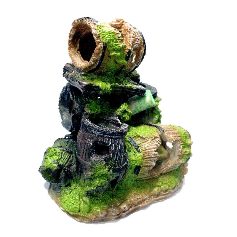 Mistletoe Resin Product Natural Looking ?Broken Barrels for Aquarium Fish Tank Decoration10.16 X 14.6 X 16.51 Cm; 380 Grams - Image 2