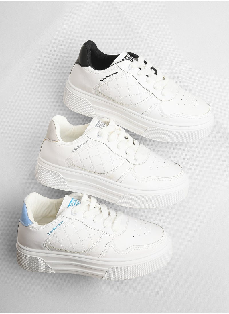 Desert - Chic And Comfy , Women's Side Colored Flat Sneakers - Image 1
