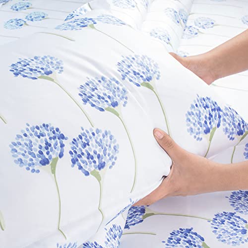 Spread Spain The White Cotton Print Bedsheet, 500 Thread Count Super King Size with Two Pillow Cases (Indigo) - Image 5