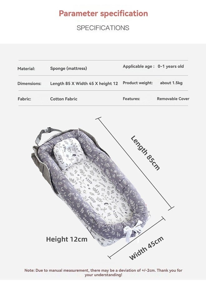 والالا سرير طفل قطني محمول وقابل للطي مع وسادة، سرير أطفال قابل للطي، كرسي استلقاء للأطفال، عش سفر للرضع، سرير محمول للأطفال حديثي الولادة، فراش محمول للأطفال - Image 5
