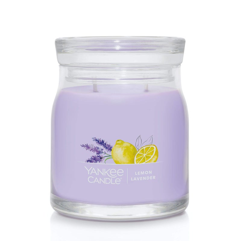 Yankee Candle Lemon Lavender Scented, Signature 13oz Medium Jar 2-Wick Candle, Over 35 Hours of Burn Time - Image 1