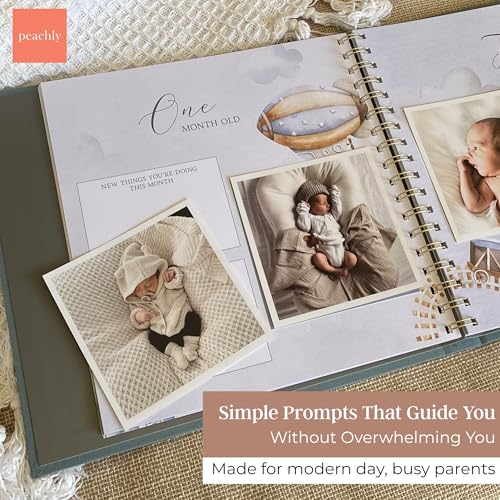 Peachly Baby Boy Memory Book - Baby Book for Boy - Baby First Year Keepsake Journal - Simple Scrapbook for Milestones - Finn (Blue) - Image 4