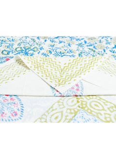 OJARIYA King Size Blue and Green Organic Color Hand Block Printed On Premium Organic Cotton Bed Sheet (with 250 TC)  - Image 5