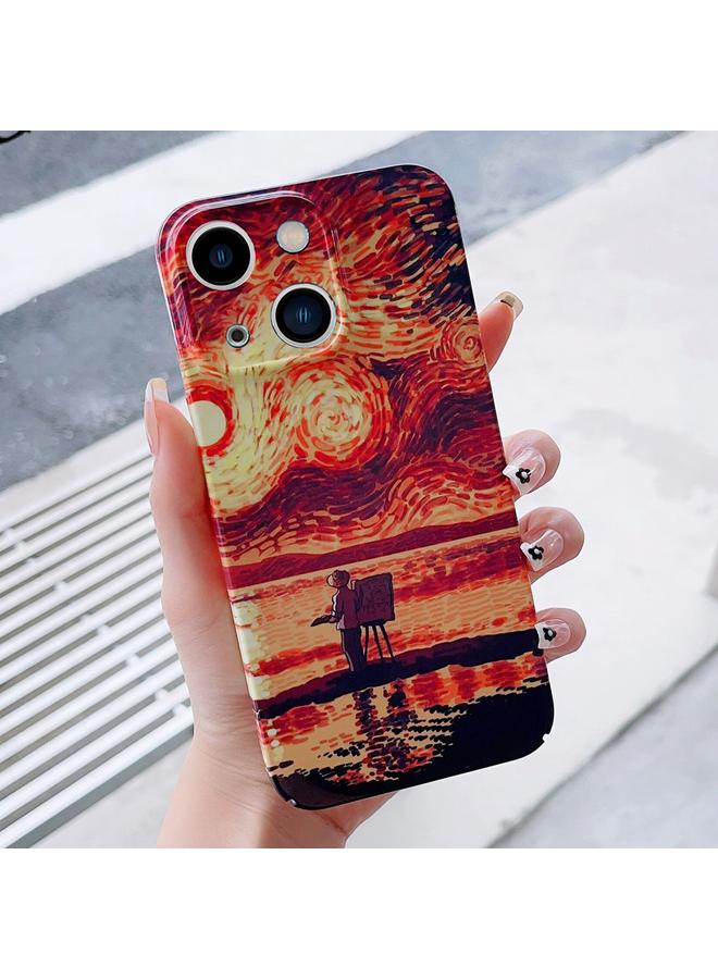 اس-توب جراب لهاتف iPhone 15 Plus بنمط رسم زيتي وثقوب دقيقة، جراب هاتف من الكمبيوتر الشخصي - Image 1