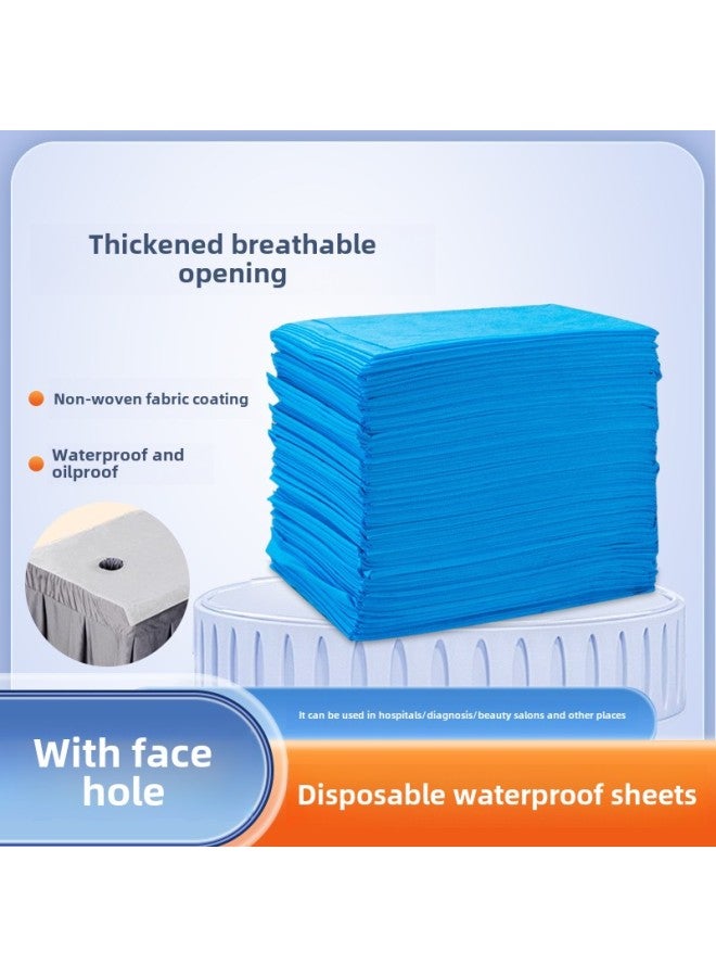 إسكدنيا ملاءة سرير للاستخدام مرة واحدة سميكة لتدليك صالونات التجميل مقاومة للماء والزيت ملاءة سرير تجميل غير منسوجة مع فتحة - اللون: 【وردي 【مع فتحات】】 - المواصفات: 80*180 【سميكة 50 ورقة】】 - Image 2