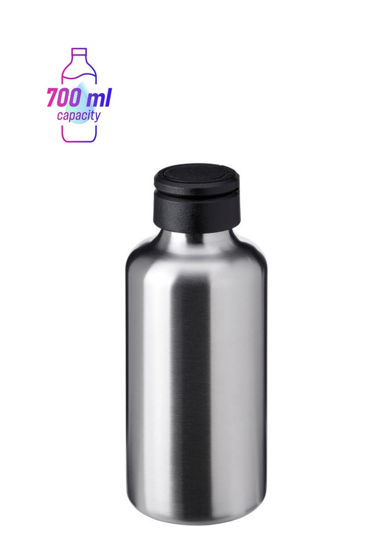 زبون قارورة ماء، ستانلس ستيل/أسود، 0.7 لتر - Image 1