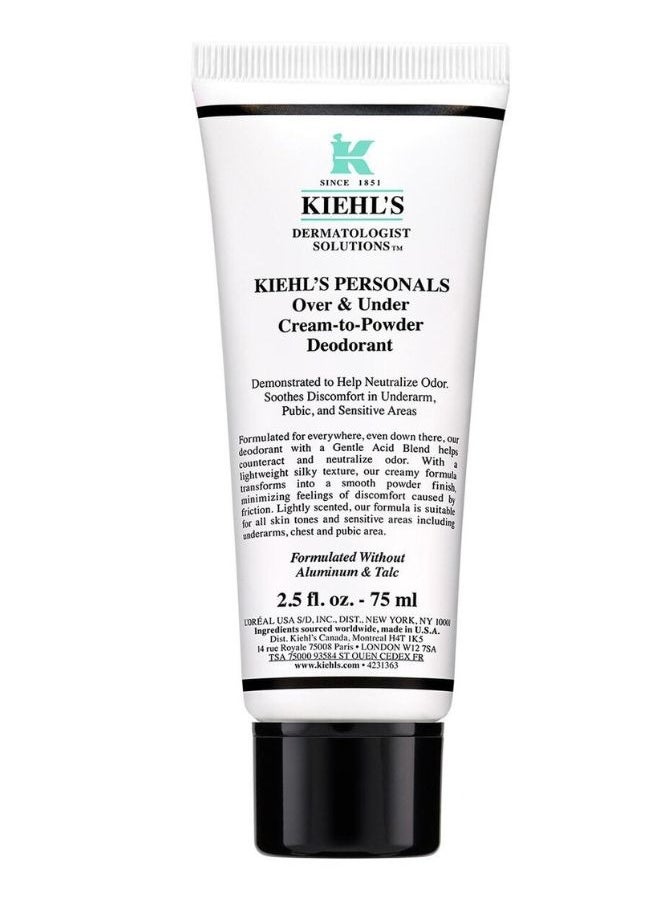 Kiehl's "Kiehl's Over & Under Cream-to-Powder Deodorant 75ml – Lightweight, Non-Irritating Formula for Long-Lasting Odor Protection and Smooth, Dry Finish"  - Image 1