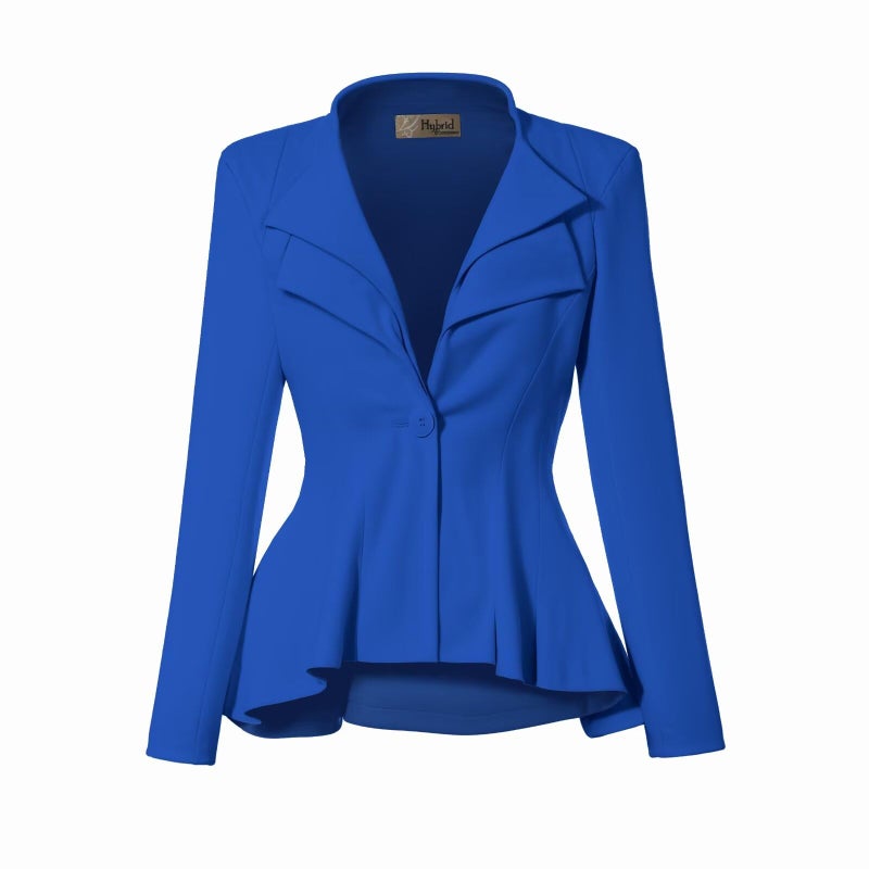 Hybrid & Company Hybrid Company Women Double Notch Lapel Office Blazer JK43864 1073T Royal 2X