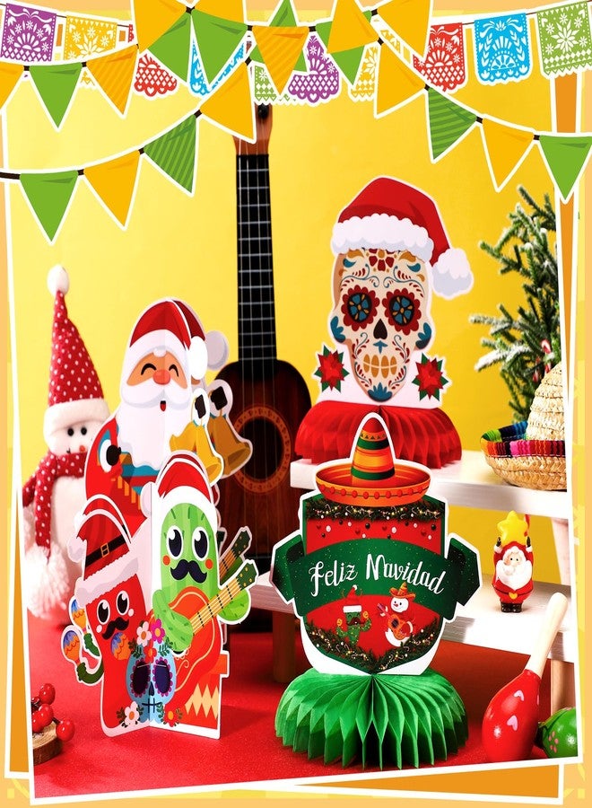 Shellwei 12 Pcs Feliz Navidad Decorations Honeycomb Centerpiece Mexican Christmas Decorations Spinish Table Decorations Mexican Centerpieces for Tables Feliz Navidad Christmas Decor for xmas Party - Image 3