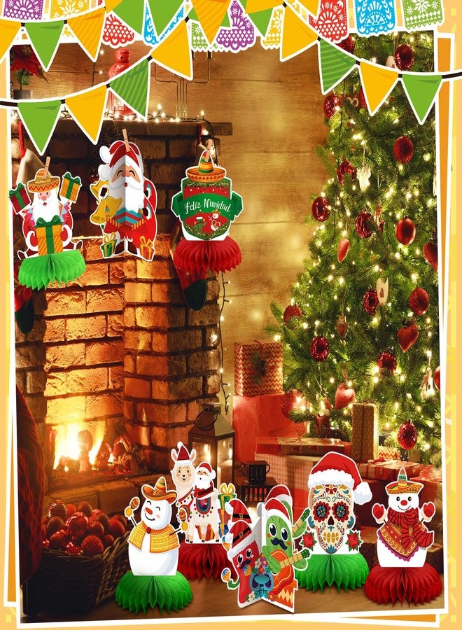Shellwei 12 Pcs Feliz Navidad Decorations Honeycomb Centerpiece Mexican Christmas Decorations Spinish Table Decorations Mexican Centerpieces for Tables Feliz Navidad Christmas Decor for xmas Party - Image 4