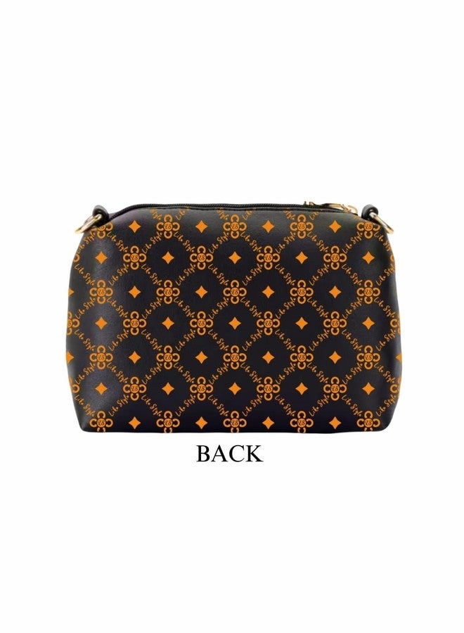 LIKE STYLE Sling Bag Women Ladies Girls Printed PU Rexine adjustable and detachable Brandcarry Hand Purse Crossbody (BLACK) - Image 2