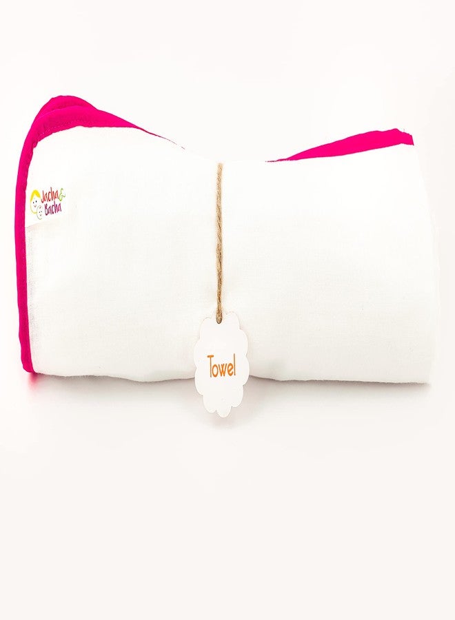 JnB Jacha & Bacha Pure Soft Cotton Dhoti Towels for Babies/Kids Set of 2 Towels-Yellow (Pink) - Image 4