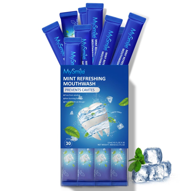 MySmile Mouthwash Alcohol Free Mouth Wash for Adults Travel Mouthwash Oral Rinse Helps Kill 99 of Bad Breath Germs Prevents Cavities Fluoride Free Fresh Mint 30 Uses - Image 2