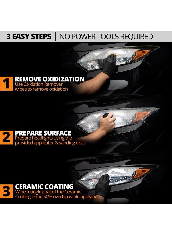 CERAKOTE ® Ceramic Headlight Restoration Kit – Guaranteed To Last As Long As You Own Your Vehicle – Brings Headlights Back to Like New Condition - No Power Tools Required - 10 Wipe Kit - Image 4