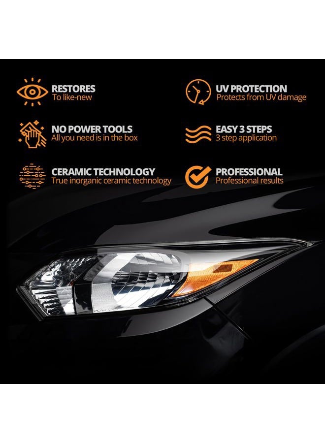 CERAKOTE ® Ceramic Headlight Restoration Kit – Guaranteed To Last As Long As You Own Your Vehicle – Brings Headlights Back to Like New Condition - No Power Tools Required - 10 Wipe Kit - Image 3