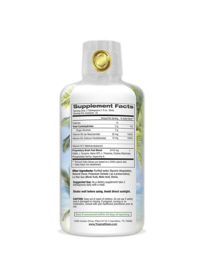 Tropical Oasis قوة الدماغ | مكمل نوتروبيك سائل - يعزز الوضوح العقلي والتركيز والاحتفاظ بالذاكرة (بدون نكهة، 32 حصة) - Image 2