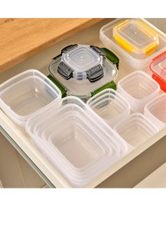 dunya Plastic square container set box food storage box made of free plastic airtight clip lid dishwasher & freezer safe easy store fruit & vegetables 575 1075 1900 ml orange  - Image 4