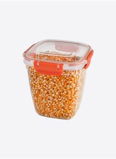 dunya Plastic square container set box food storage box made of free plastic airtight clip lid dishwasher & freezer safe easy store fruit & vegetables 575 1075 1900 ml orange  - Image 3