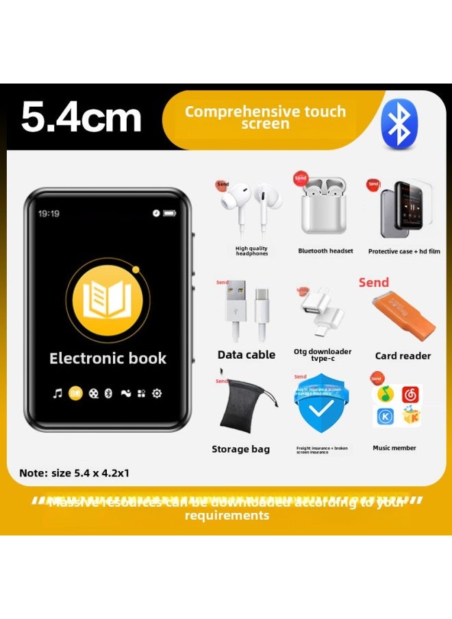 Generic Bluetooth Mp4 Reading Novels Senior High School Student-specific Reader Mp3 Walkman Mp5 E-book Artifact P3p4mp7-Body Color:5.4 Touch Screen Long Battery Life Model/bluetooth 6.0 [free Wireless Bluetooth Headset/music Membership/otg/cloth Bag/card Reader/hd Film/protective Case/plus-Memory Capacity:8gb [more Than 300 Popular Boys’ Novels + Songs + Movies Have Been Downloaded] - Value Package [official Standard + Original Charger]  - Image 1
