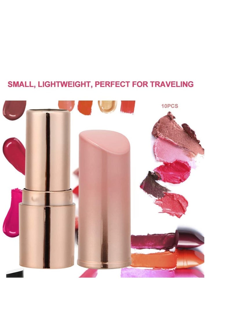 SYOSI 10Pcs DIY Empty Lipstick Tubes, DIY Lip Balm Round Refillable Container Packing ABS Cosmetic Tool Bottle, Pink and Golden Gradient - Image 3