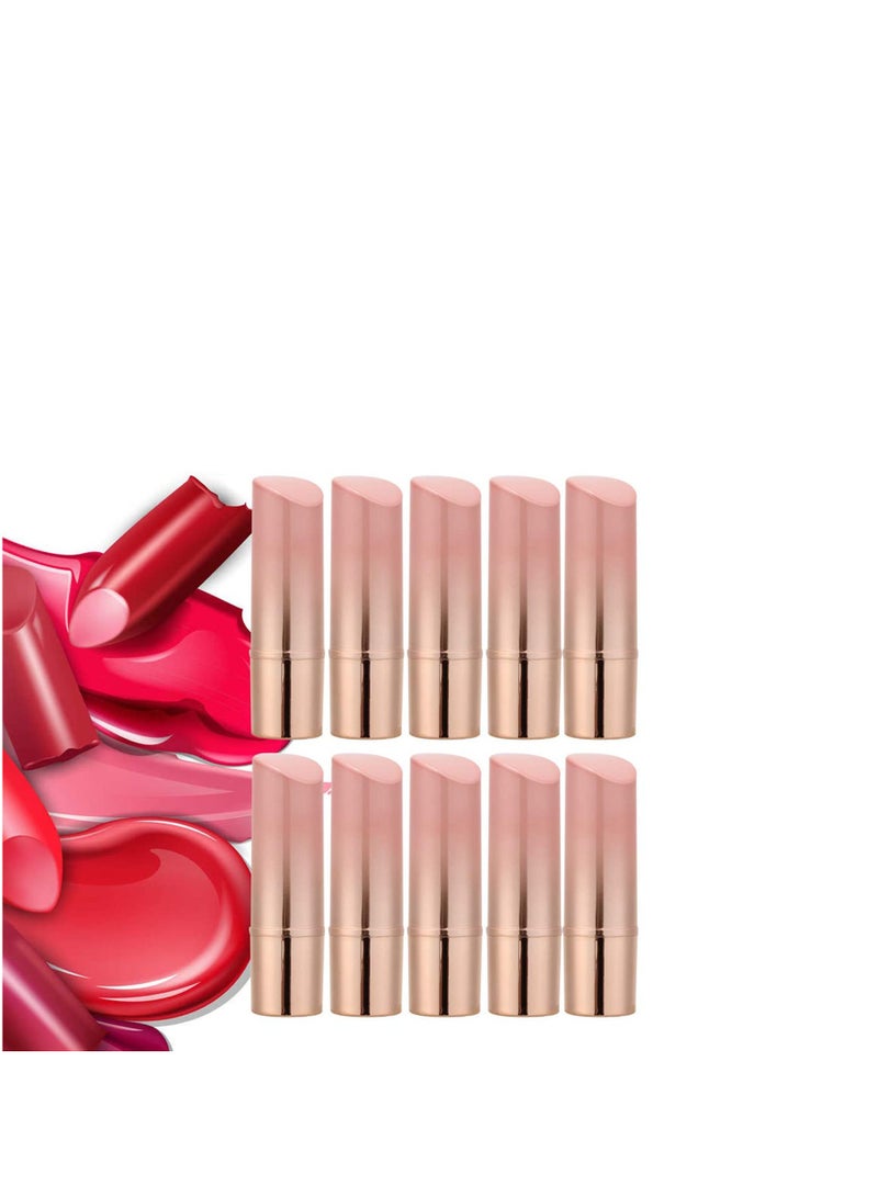 SYOSI 10Pcs DIY Empty Lipstick Tubes, DIY Lip Balm Round Refillable Container Packing ABS Cosmetic Tool Bottle, Pink and Golden Gradient - Image 1