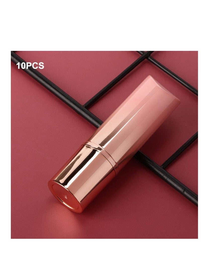 SYOSI 10Pcs DIY Empty Lipstick Tubes, DIY Lip Balm Round Refillable Container Packing ABS Cosmetic Tool Bottle, Pink and Golden Gradient - Image 2