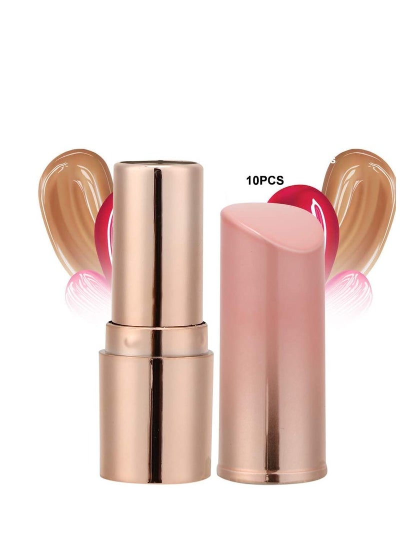 SYOSI 10Pcs DIY Empty Lipstick Tubes, DIY Lip Balm Round Refillable Container Packing ABS Cosmetic Tool Bottle, Pink and Golden Gradient - Image 5