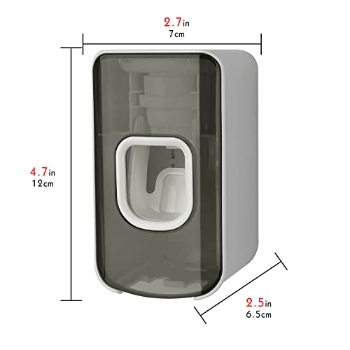 LUEXBOX 2 Slot Toothbrush Holder and Toothpaste Dispenser Wall Mounted, Automatic Toothpaste Squeezer, 2 in 1 Tooth Brush Toothpaste Organizer for Shower (Grey) - Image 2