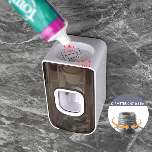 LUEXBOX 2 Slot Toothbrush Holder and Toothpaste Dispenser Wall Mounted, Automatic Toothpaste Squeezer, 2 in 1 Tooth Brush Toothpaste Organizer for Shower (Grey) - Image 3