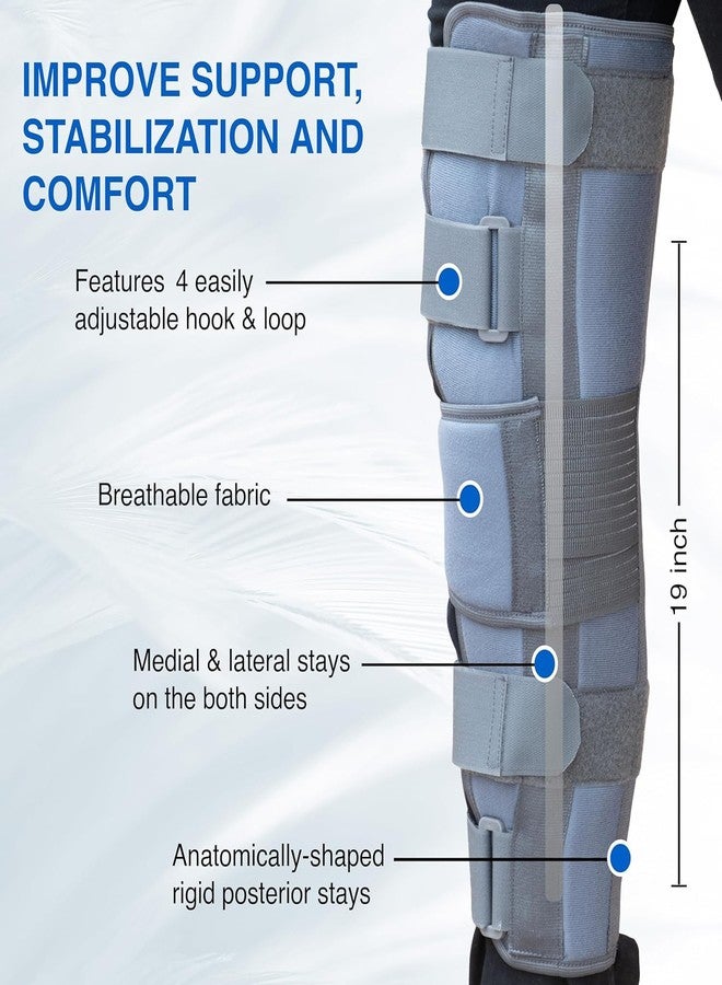 KUDIZE Knee Immobilizer Brace for Knee support for dislocation injuries ligament tear wraparound knee stabilizer splint for men & women (MEDIUM) - Image 2
