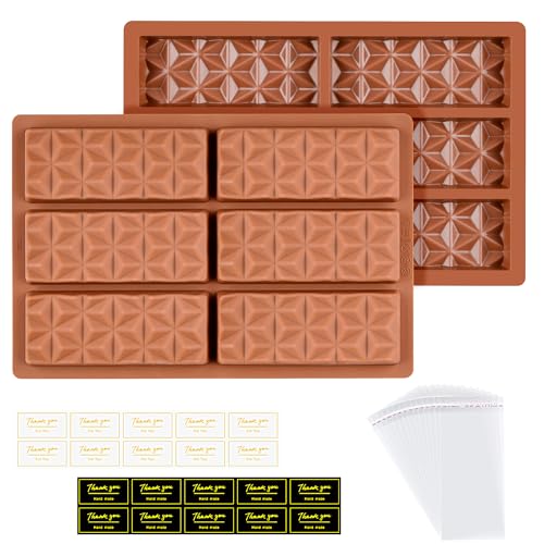 Fimary 2 Pcs Chocolate Bar Molds Silicone Deep Stuffed Candy Bar Molds Break Apart Silicone Molds for Wax Melts Large(Pyramid set) - Image 1