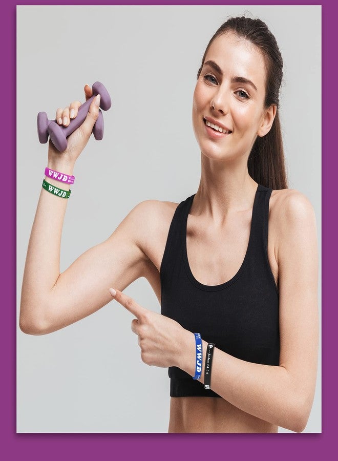 Zhanmai 48 Pcs WWJD Rubber Bracelets Pack What Would Jesus Do Bracelets Bulk Christian Wristbands Bible Verse Rubber Bands Religious Silicone Wristbands Colorful(Bright Colors) - Image 5