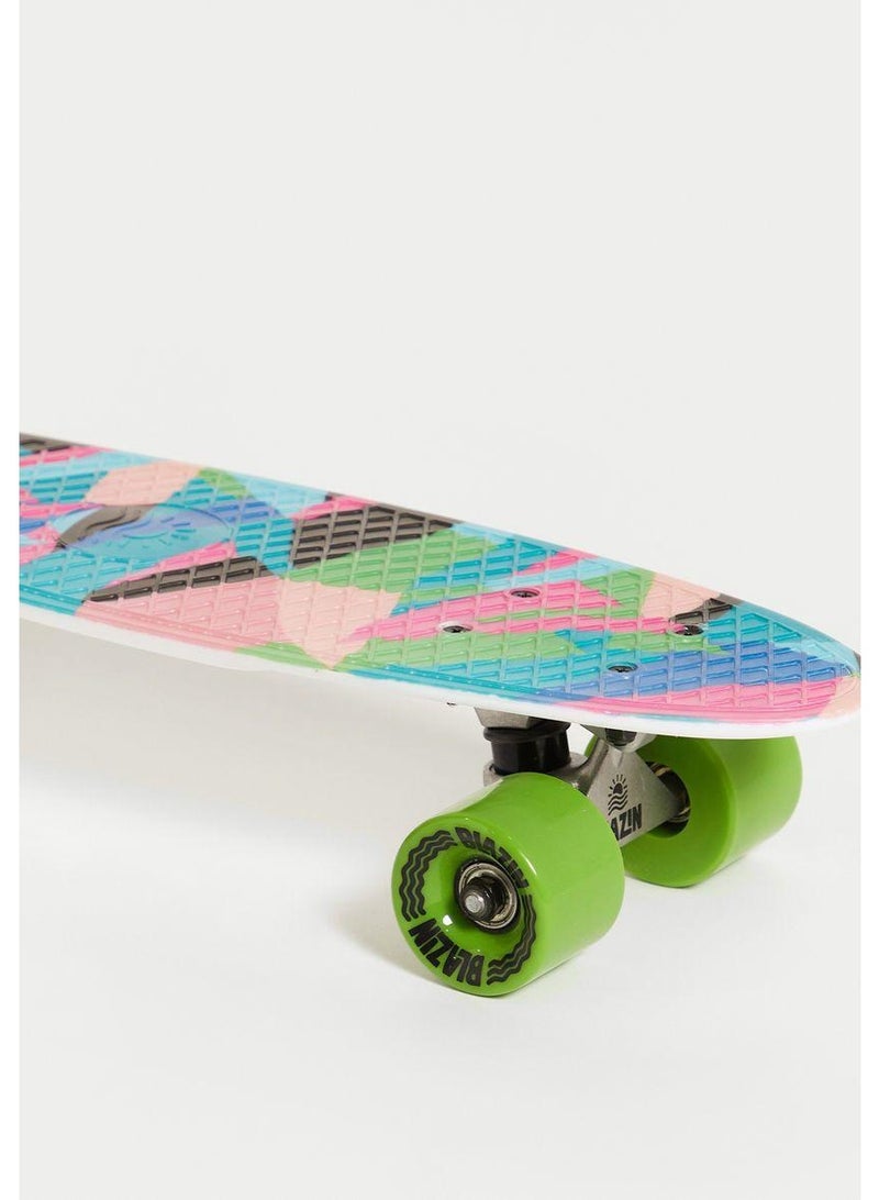 Meteor x Whistle Mini Cruiser Skateboard with ABEC-7 Bearings, Clear Deck & Green Wheels - Image 5