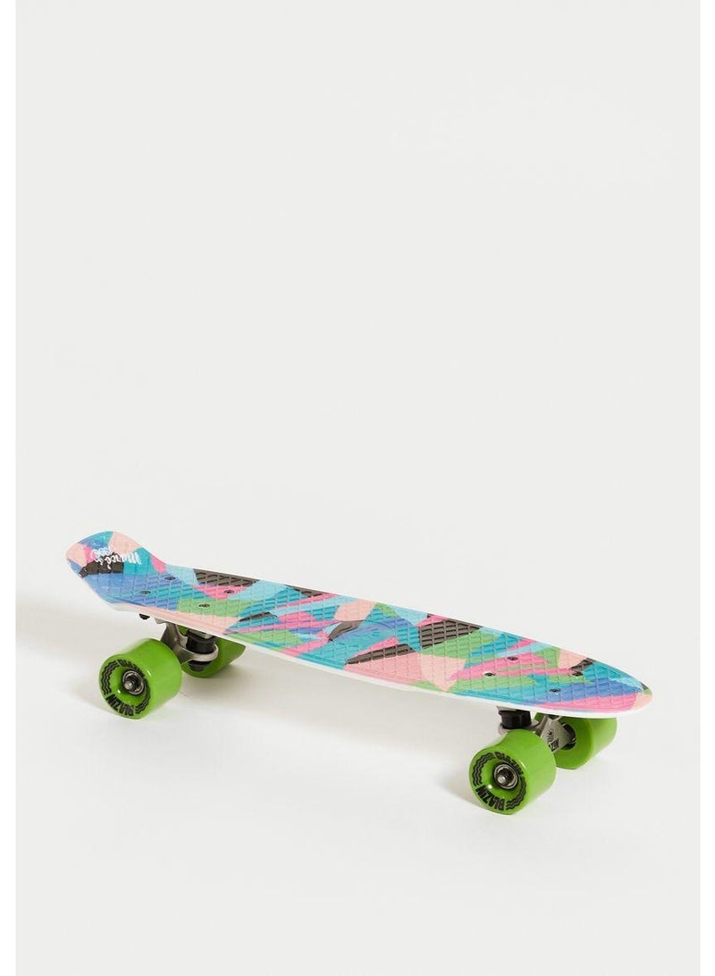 Meteor x Whistle Mini Cruiser Skateboard with ABEC-7 Bearings, Clear Deck & Green Wheels - Image 3